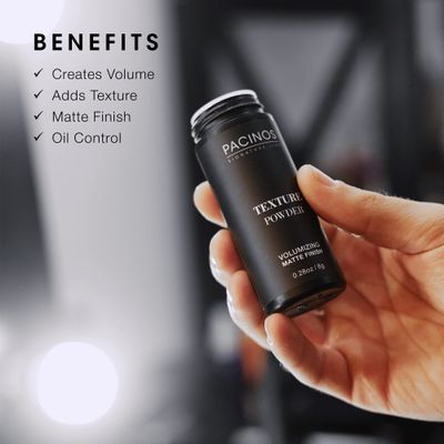 Pacinos Texture Powder - Lightweight Root Lifting Powder with Matte Dry Finish for Texture, Volume &amp; Thickness - Shaker Bottle for Easy Hair Styling, 8g