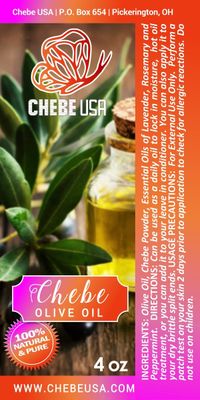 Uhuru Naturals Chebe Olive Oil (4oz) - All-Natural Hair Oil- Contains Pure Ingredients and Essential Oils Promotes Strong and Healthy Hair Growth Helps Repair Damaged Hair For All Hair Types