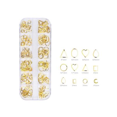 Lookathot 12 Styles 3D Mixed Design Nail Art Stickers Decals Metallic Ring Chain Moon Stars Studs Rhinestones Accessories Manicure DIY Decoration Tools