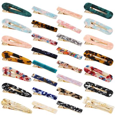 FALADOO 30pcs Resin Hair Clips Set, Acrylic Alligator Clips Hair Accessories Leopard Print Hair Barrettes for Women (Multicolor-30pcs)