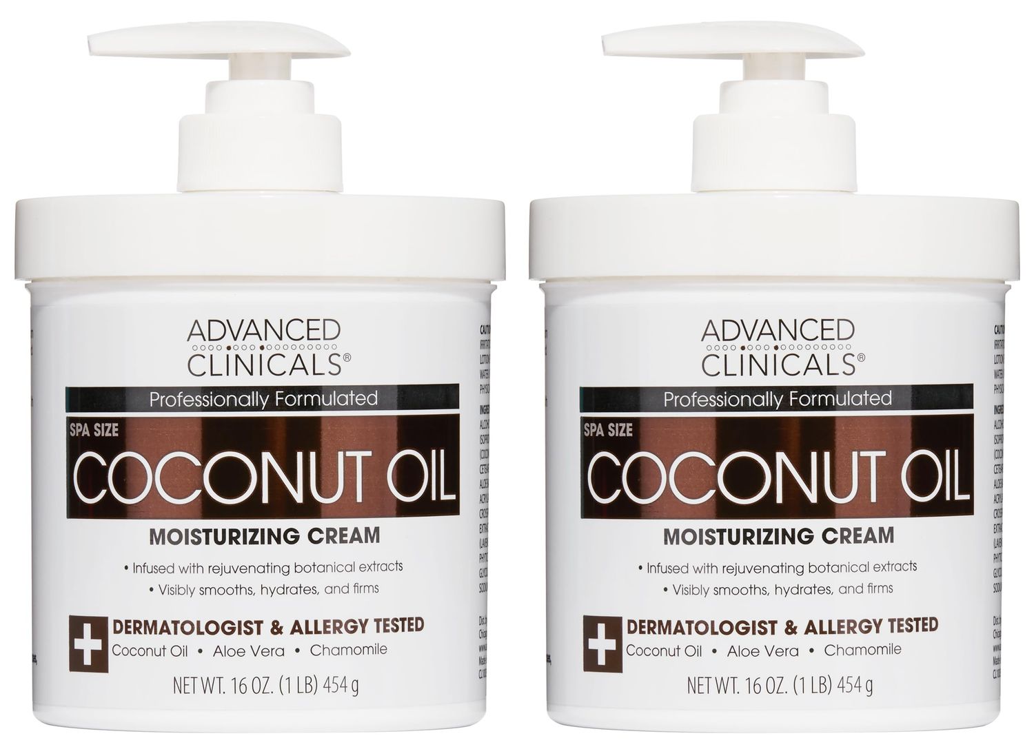Advanced Clinicals Coconut Body Lotion Moisturizing Cream &amp; Face Lotion For Women &amp; Men | Coconut Lotion | Natural Coconut Oil Cream Skin Care Moisturizer Body Butter Balm For Dry Skin, 16Oz, 2-Pack