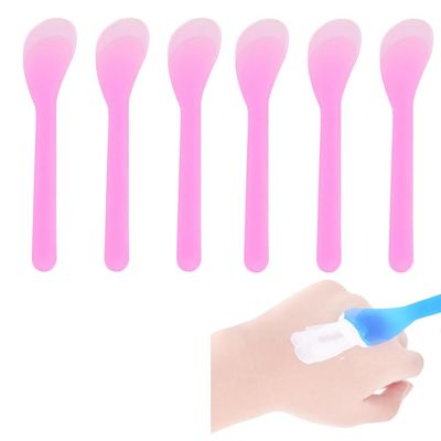 24PCS 13cm 5.2&quot; Plastic Spatulas Spoon Makeup Cosmetic Mask Tip Spatula Skin Care Facial Cream Scoop For DIY Mixing Sampling Beauty Tool (Pink)