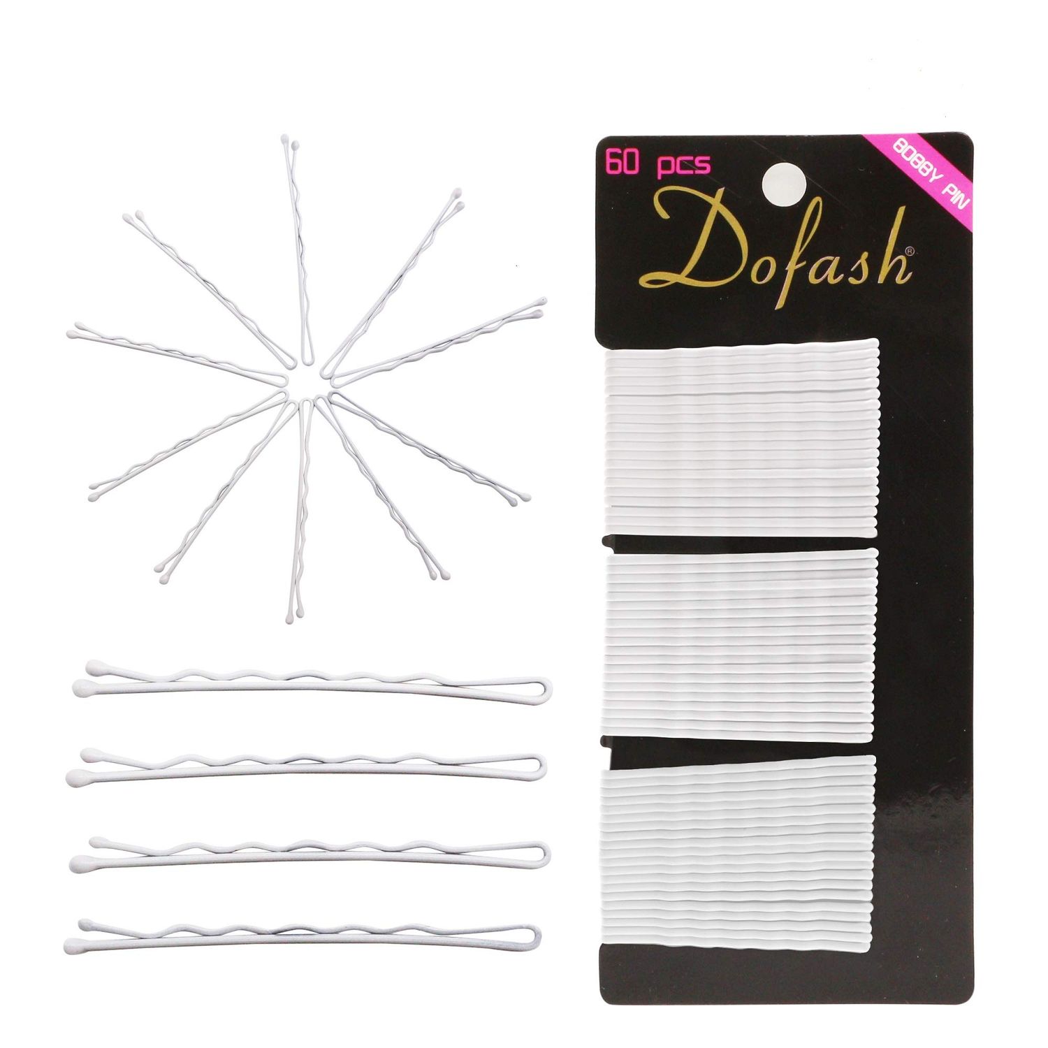 Dofash 5CM/2in Wavy Bobby Pins White Hair pins Metal Hair Grips for Women 60pcs?White?