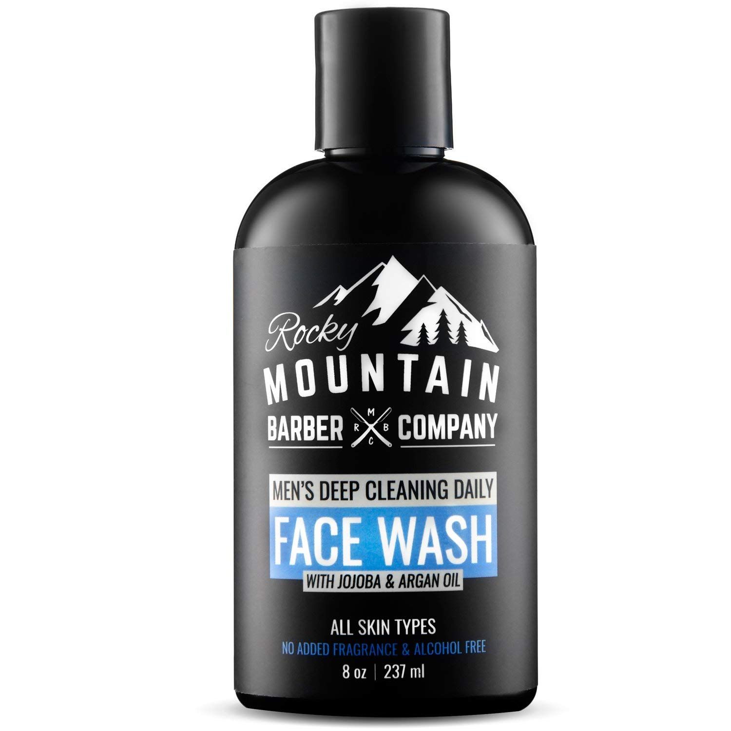 Rocky Mountain Barber Company Men&#39;s Daily Face Wash - With Jojoba Oil, Argan Oil, Chamomile Floral Water and Aloe Vera - Unscented - 8 oz