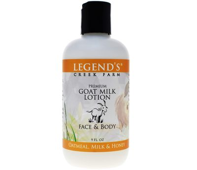 Legend&#39;s Creek Farm Goat Milk Lotion - Moisturizing Goat Milk Body Lotion for Body, Hand &amp; Face - 9 oz Body Moisturizer with Shea Butter, Sunflower Oil, Aloe, Handmade in USA (Oatmeal, Milk &amp; Honey)