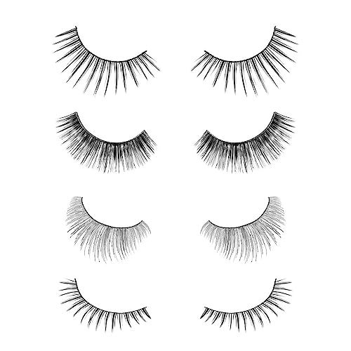 Salona Eye Splashes False Eyelashes Bulk 70 Pairs of Fake Eyelashes with Different Style Thin Natural Look Wispies Cat Eye Fluffy Volume 7 Styles Bundle
