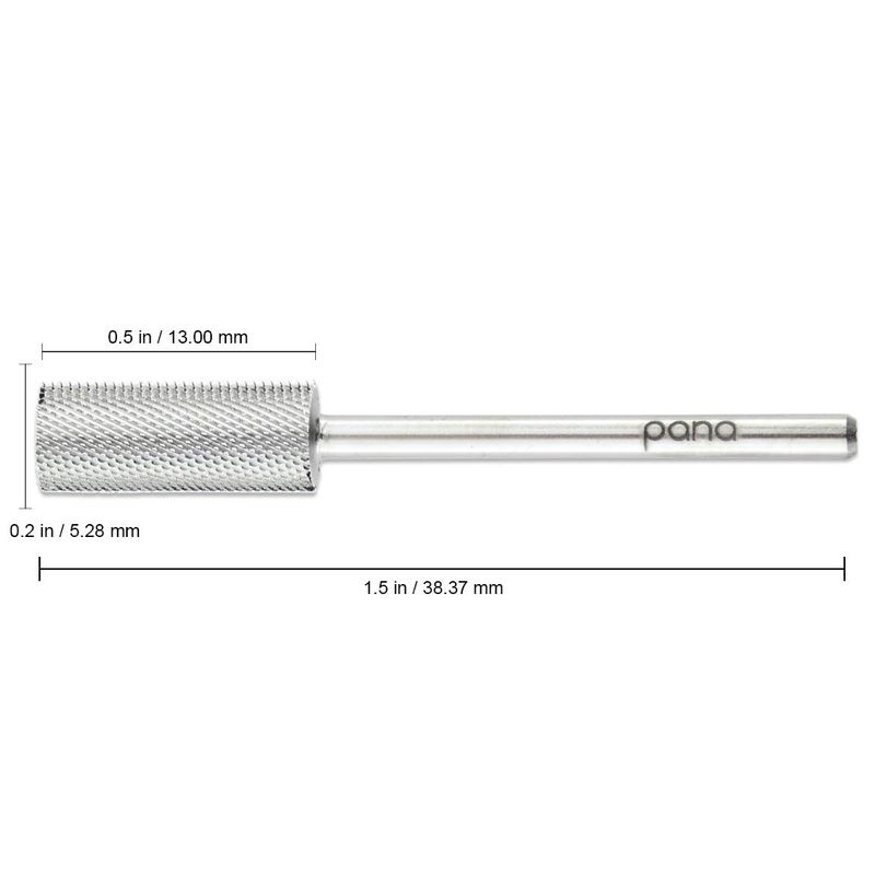 PANA Nail Carbide Cylinder Bit - Two Way Rotate use for Both Left and Right Handed - Fast remove Acrylic or Hard Gel - 3/32" Shank - Manicure, Nail Art, Drill Machine (Extra Fine, Silver)