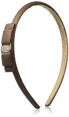 Caravan Headband, Covered Bow with Crystal Stone, Brown