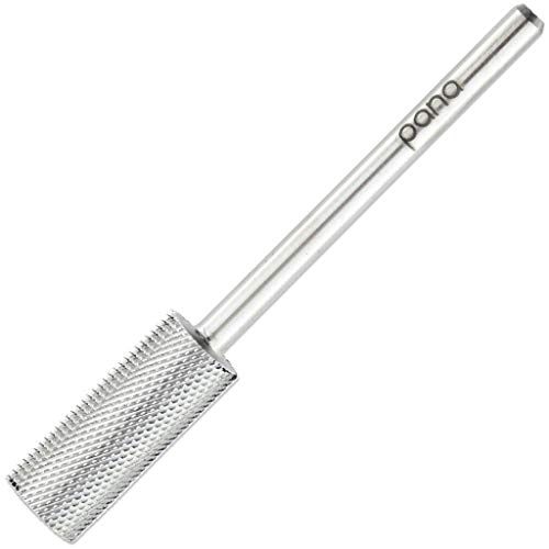 PANA Nail Carbide Cylinder Bit - Two Way Rotate use for Both Left and Right Handed - Fast remove Acrylic or Hard Gel - 3/32" Shank - Manicure, Nail Art, Drill Machine (Extra Fine, Silver)