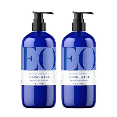 EO Shower Gel Body Wash, 16 Ounce (Pack of 2), Lavender, Organic Plant-Based Skin Conditioning Cleanser with Pure Essentials Oils