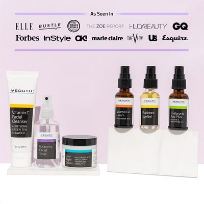 YEOUTH Hyaluronic Acid Serum, Vitamin C Serum, Face Cleanser, Toner, Under Eye Gel, Face Cream, 6-Piece Skin Care Gift Set for Women and Men