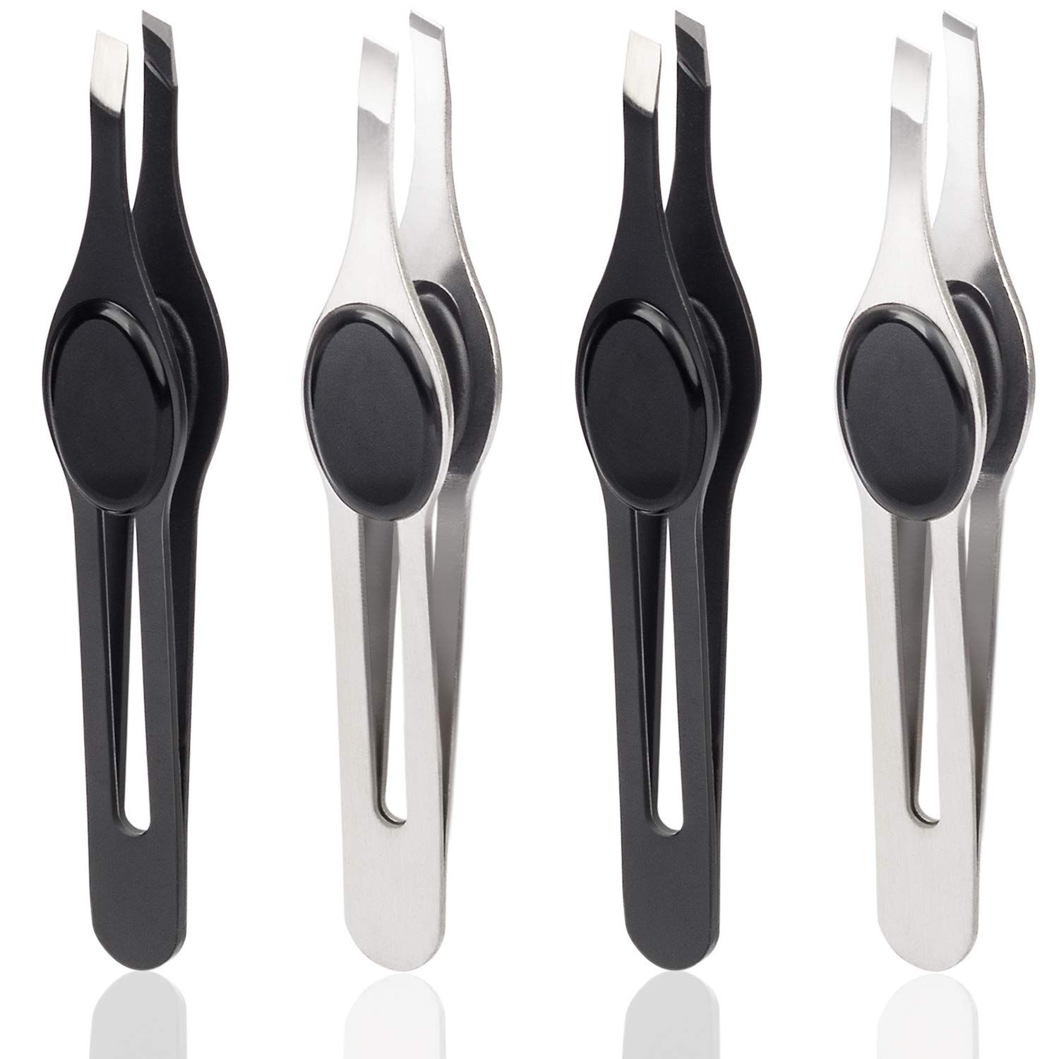 ANCIRS 4 Pack Tip Tweezers for Eyebrow, Non-Slip Grip Tip Tweezers, Professional Stainless Steel Precision Pointed Blackhead Splinter Removal Tool for Women &amp; Girls