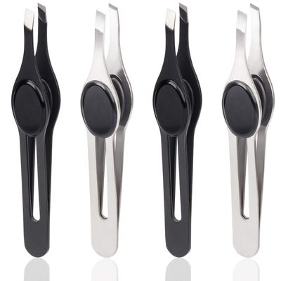 ANCIRS 4 Pack Tip Tweezers for Eyebrow, Non-Slip Grip Tip Tweezers, Professional Stainless Steel Precision Pointed Blackhead Splinter Removal Tool for Women &amp; Girls