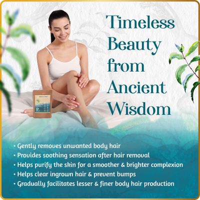Neem & Fennel Hair Removal Mask - Bikini Hair Removal for Womens & Mens Legs, Underarm, & Chest,- Depilatory Powder Body Hair Remover with Ayurvedic Herbs for All Skin Types - Roots & Herbs, 2.47oz
