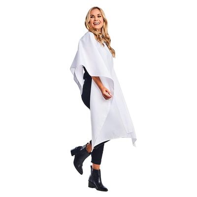 Betty Dain Lightweight Crinkle Nylon Hair Cutting/Styling Cape, Water Resistant, Machine Washable, Permanent Crinkle Nylon, Repels Hair, Snap Closure at Neck, Generous 54 x 60 inch Size, White
