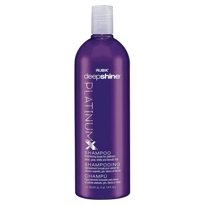 RUSK Deepshine PlatinumX Shampoo, 33.8 Oz, Gentle Cleansing Shampoo, Brightening Boost for Platinum, Silver, Gray, White, and Blonde Hair