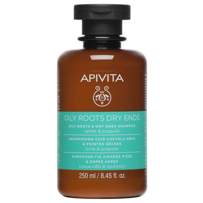 Apivita Oily Roots and Dry Ends Shampoo 8.45 Fl.oz. | Natural Honey &amp; Panthenol Shampoo for Oiliness Balancing and Split-Ends Repairing | Leaves Hair Smooth, Lightweight and Full of Volume