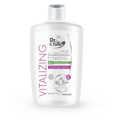 FARMAS? Dr. C. Tuna Vitalizing Garlic Shampoo, Natural Hair Treatment for Hair Growth, Prevents Hair Loss, Stimulates Growth, Relieves Itchy Scalp with Capixyl, and Coconut Oil, 17 fl. oz / 500 ml