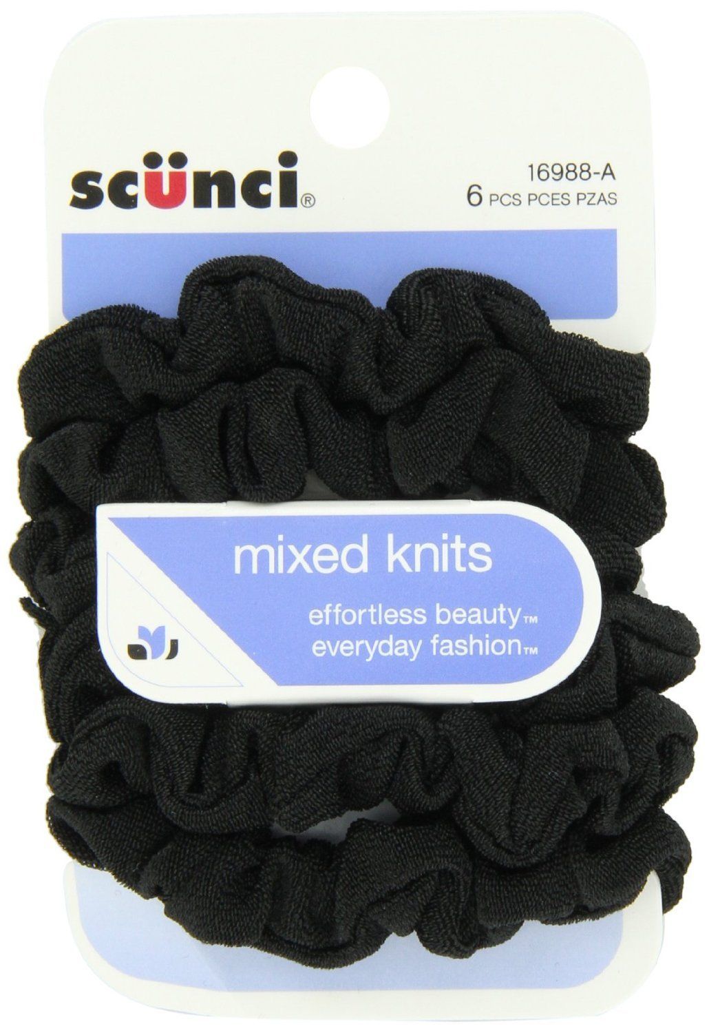 Scunci Effortless Beauty Mini Slinky Black Twisters 18, 3 Count
