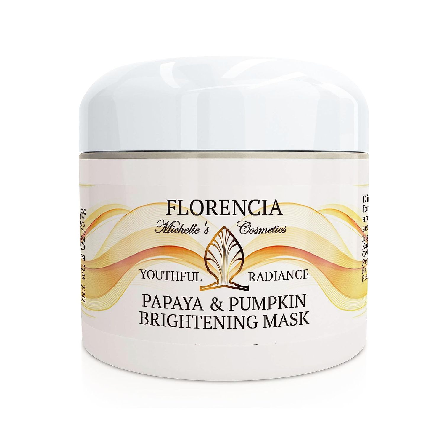 Florencia Papaya &amp; Pumpkin Brightening Mask - Exfoliating Facial Mask for Soft, Smooth Skin - Removes Impurities, Brightens Complexion - Natural &amp; Gentle, 2 oz