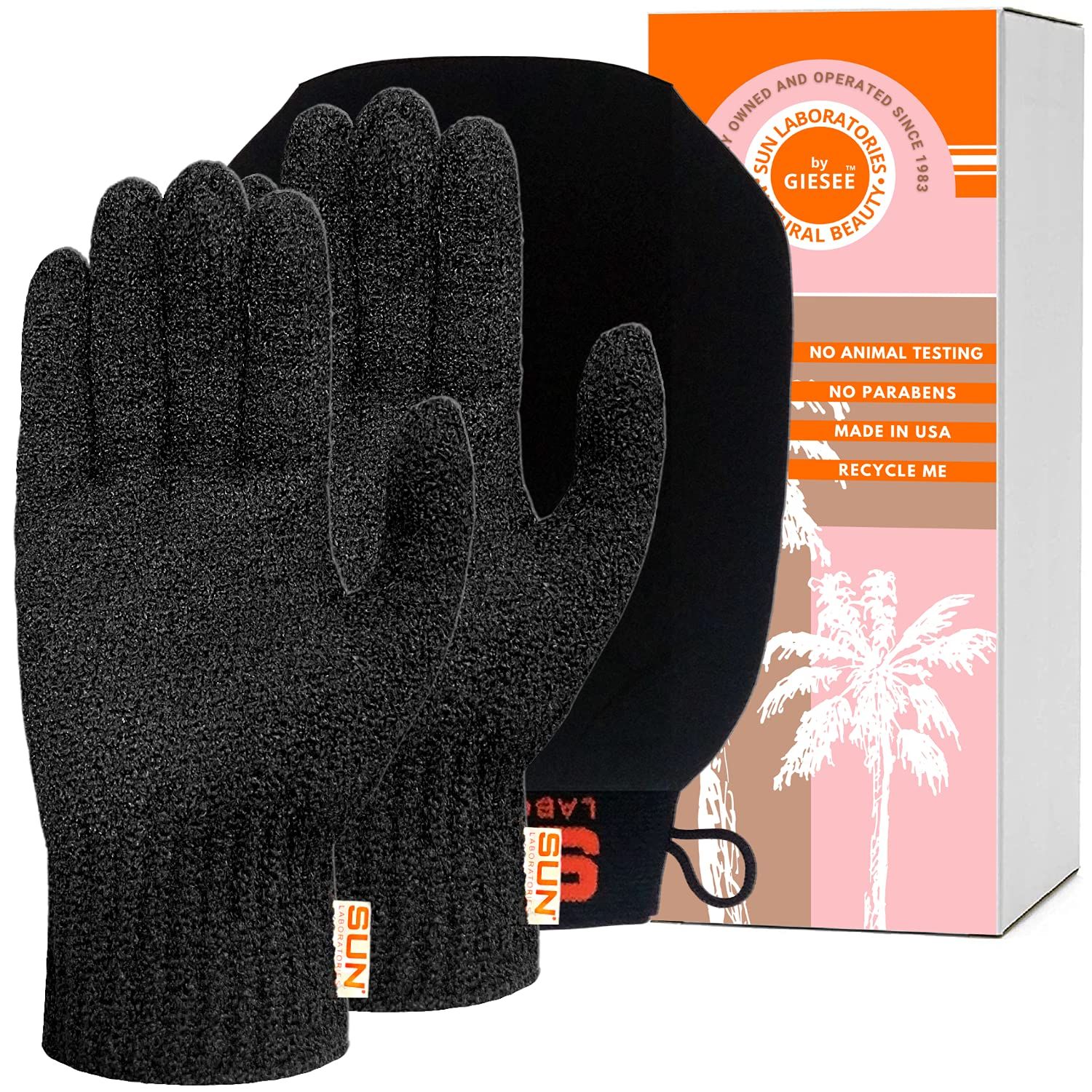 Sun Laboratories By Giesee Exfoliating Body Glove and Tan Removal Mitt, Self Tan Remover, Exfoliating Glove, Deep Exfoliating Body Scrubber, Tanning Mitt, Fake Tan Remover, Body Exfoliator Glove