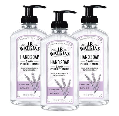 J.R. Watkins Gel Hand Soap, Scented Liquid Hand Wash for Bathroom or?Kitchen, USA Made and Cruelty Free, 11 fl oz, Lavender, 3 Pack