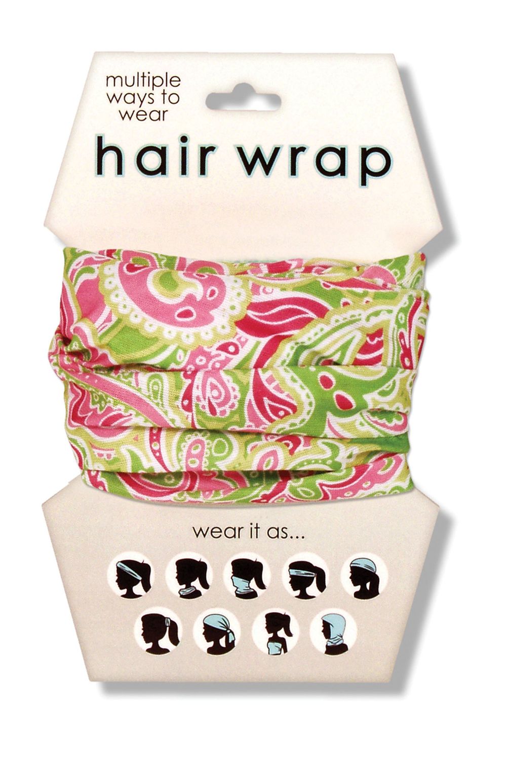 Spoontiques Hair and Face Wraps - Multifunctional Bandanna - Headband - Scarf - Neck Gaiter- Balaclava - Pink/Green Paisley