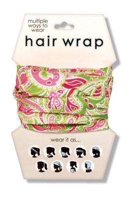 Spoontiques Hair and Face Wraps - Multifunctional Bandanna - Headband - Scarf - Neck Gaiter- Balaclava - Pink/Green Paisley
