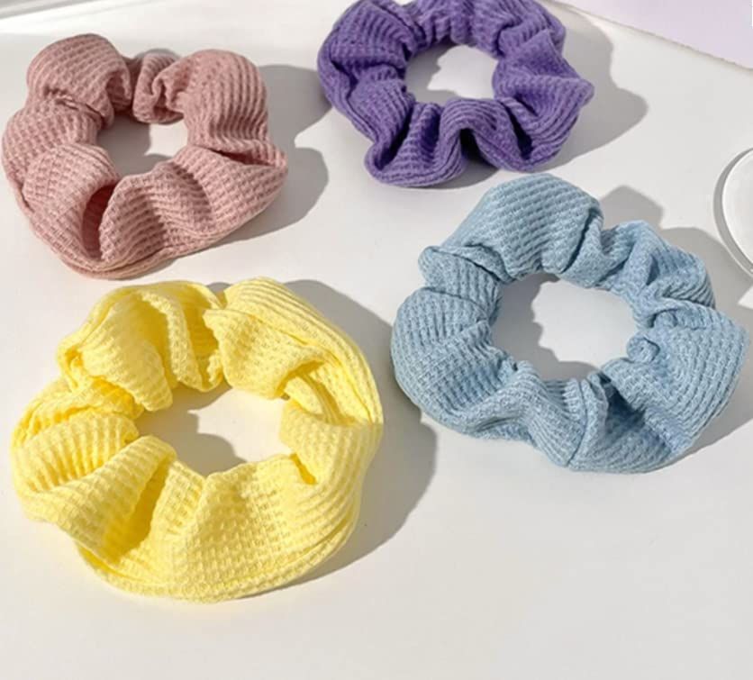 Aeyistry 4 Pcs Premium Satin Elastic Hair Bands Hair Scrunchies Hair Ties Grid Hair bands Ponytail Holder Hair Accessories for Girl Women