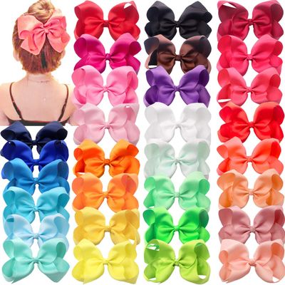 CLLOT 30 Pieces 6 Inch Hair Bows for Girls Clips Grosgrain Ribbon Boutique Hair Bow Alligator Clips For Girls Teens Toddlers Kids