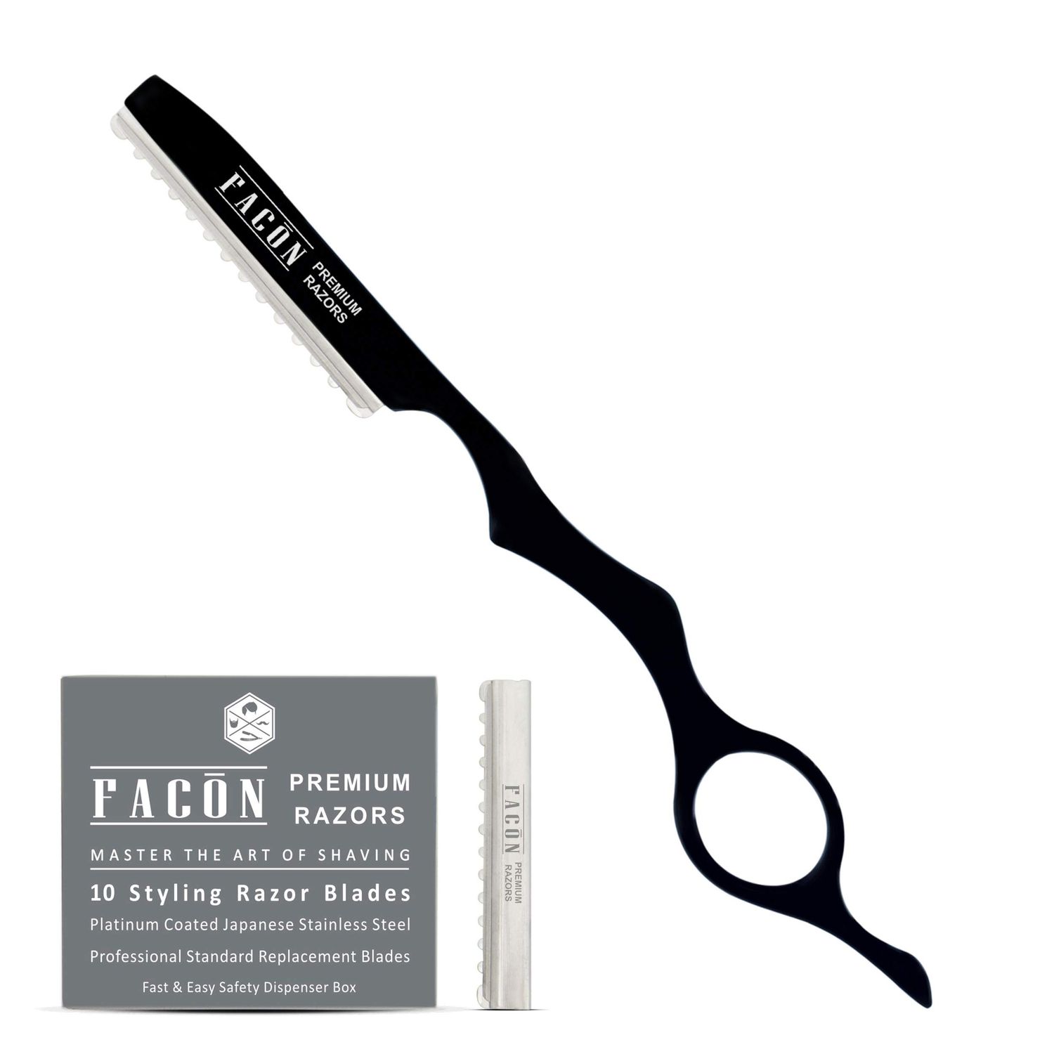 Facn Professional Hair Styling Thinning Texturizing Cutting Faether Razor + 10 Replacement Blades