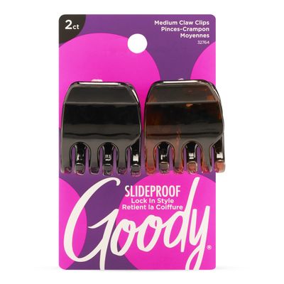 Goody Classics Medium Claw Clips, Black and Brown Colors - Great for Easily Pulling Up Your Hair - Pain-Free Hair Accessories for Women, Men, Boys and Girls, 2 Count (Pack of 1)