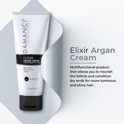 DAMANCI Argan Cream, Hair Styling Cream & Leave In Conditioner, Hair Smoothing and Anti Frizz, with Argan Oil, Keratin, and Vitamin E, Deep Hydration and Shine (4oz)