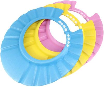 3Pack Baby Shower Cap Bath Visor for Toddlers Shampoo Cap Shower Protection Hat - Adjustable Soft Hair Washing Guard, Bath Shield Visor Hat,Eyes and Ears Head Protection for Baby, Kids (multicolored)