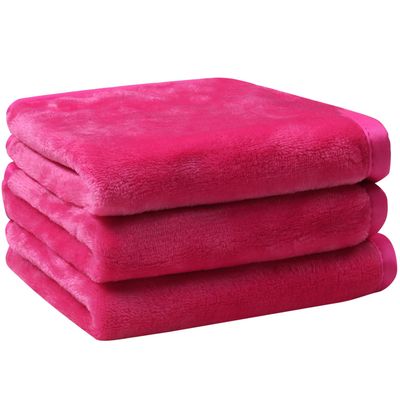 Lifaith Microfiber Makeup Removal Cloths Ultra Soft Facial Cloths, Pack Of 3, 12 x 12-Inch, Dark Pink