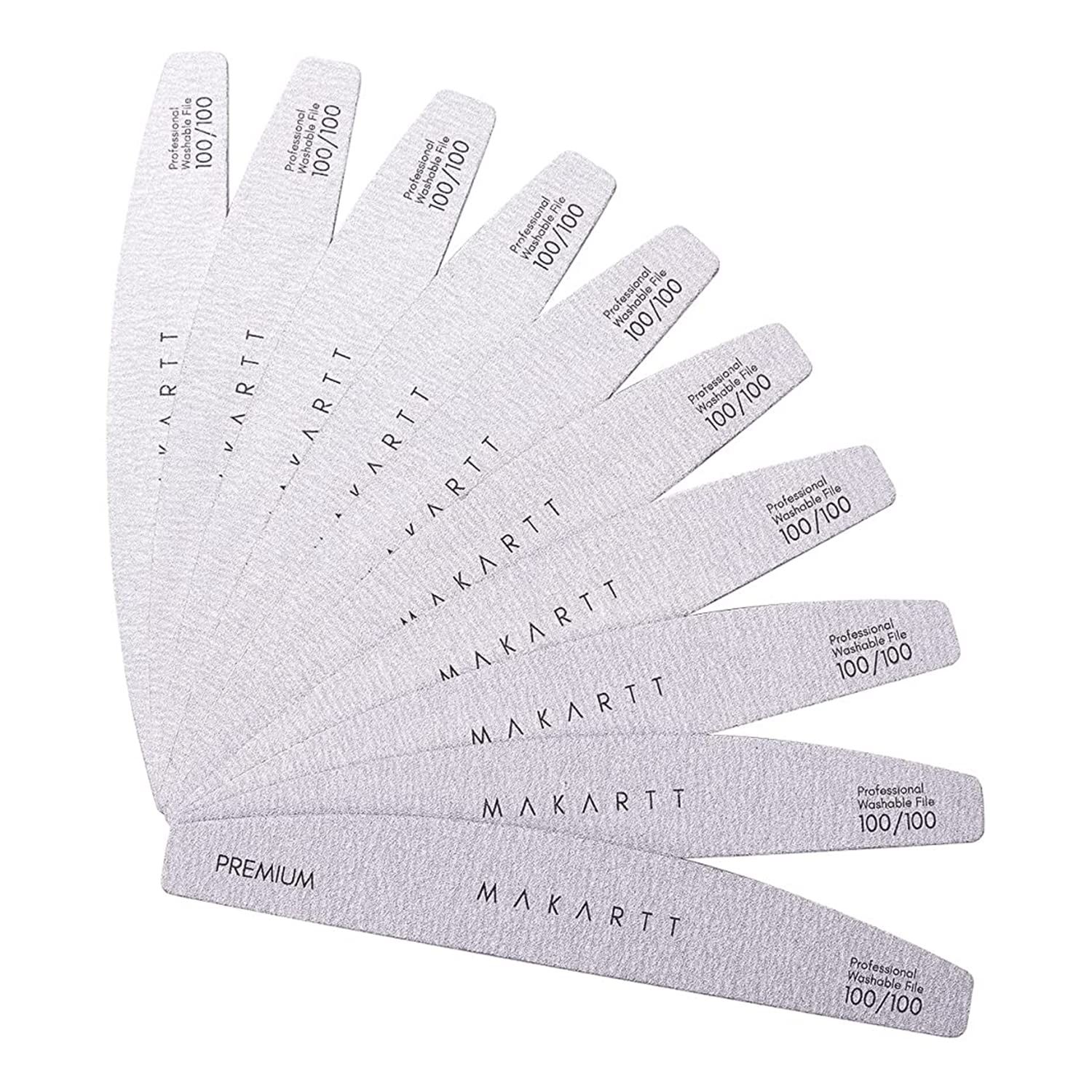 Makartt Nail File: 100 100 Grit Emery Boards for Nails, Doubled Sides Washable 10pcs Zebra Coarse Filer Kit for Shaping Acrylic and Extension Gel, Pedicure Manicure Tools Salon Home Use