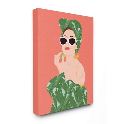 Stupell Industries Female Glamour in Tropical Fashion Lip Cosmetic Wall Art, 24x30, Pink