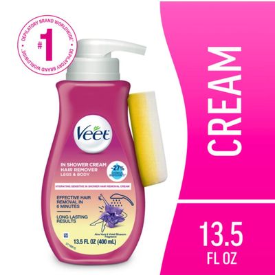 Veet Botanic Inspirations In Shower Cream, 13.5 fl Oz., for Legs &amp; Body (Packaging May Vary)