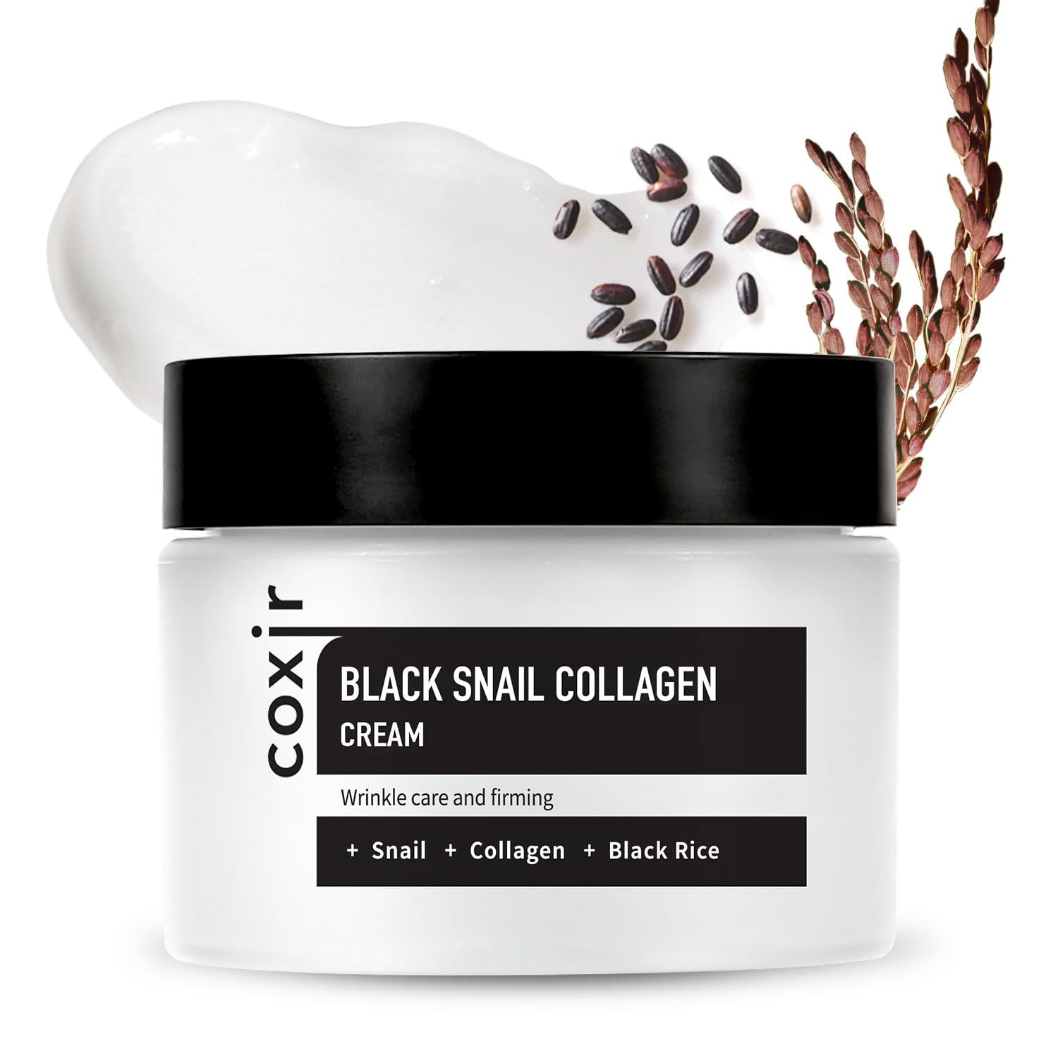 coxir BLACK SNAIL COLLAGEN CREAM l Snail Mucin, Collagen, Black Rice, Peptide l Moisturizing, Firming, Skin Barrier l Korean Skin Care, Moisturizer [50ml/1.69 fl.oz]