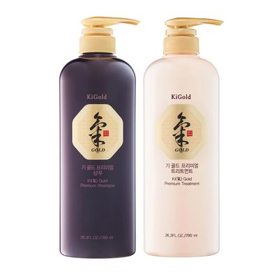 Daeng Gi Meo Ri - Ki Gold - Premium Shampoo + Treatment Set for Hair Loss, Thin Hair, Gray Hair Prevention, Medicinal Herbal Shampoo, All Natural, Korea&#39;s No. 1 Brand