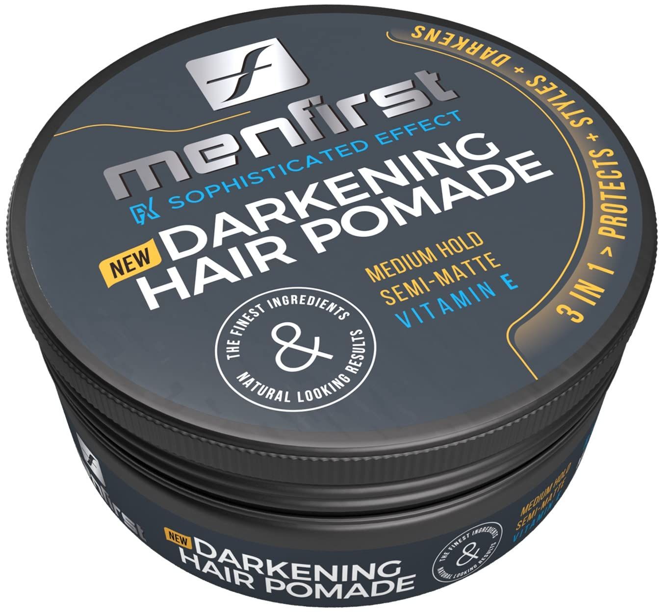 MENFIRST - Hair and Beard Pomade for Men - Instant Gray Coverage for Medium Brown to Black Styling Paste - Darkens White Hair Like a Wax - 1 Pack