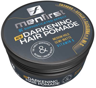 MENFIRST - Hair and Beard Pomade for Men - Instant Gray Coverage for Medium Brown to Black Styling Paste - Darkens White Hair Like a Wax - 1 Pack
