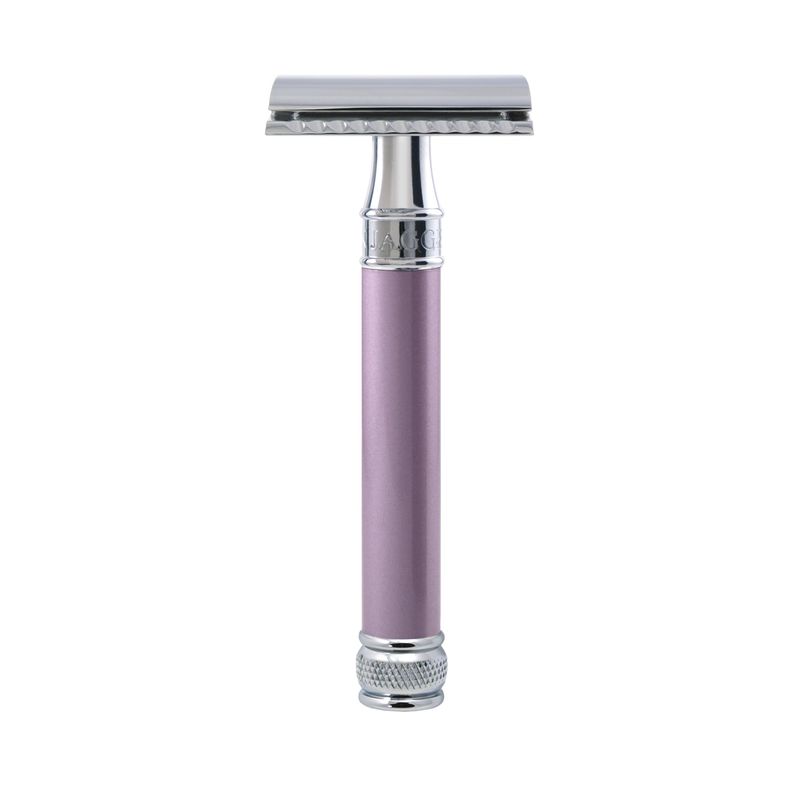 Edwin Jagger DELHEBLAMZ Classic Long Handled Double Edge Manual Eco-Friendly and Reusable Safety Razor for Men and Women for Shaving cream or Soap Fits All DE Razor Blades (Heather)