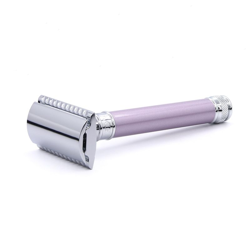 Edwin Jagger DELHEBLAMZ Classic Long Handled Double Edge Manual Eco-Friendly and Reusable Safety Razor for Men and Women for Shaving cream or Soap Fits All DE Razor Blades (Heather)
