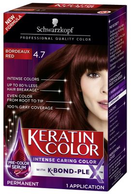 Schwarzkopf Keratin Color Anti-Age Hair Color Cream, 4.7 Bordeaux Red (Packaging May Vary)