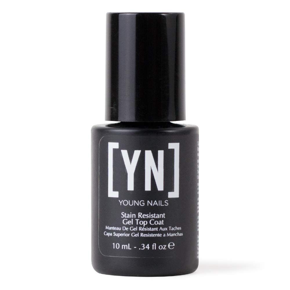 Young Nails Stain Resistant Gel Top Coat - Professional Grade Clear Gel Nail Polish Top Coat, No Wipe UV Gel Top Coat for Acrylic and Hard Gel Nails, Prevents Discoloration, UV &amp; LED Cure - 1/3 oz