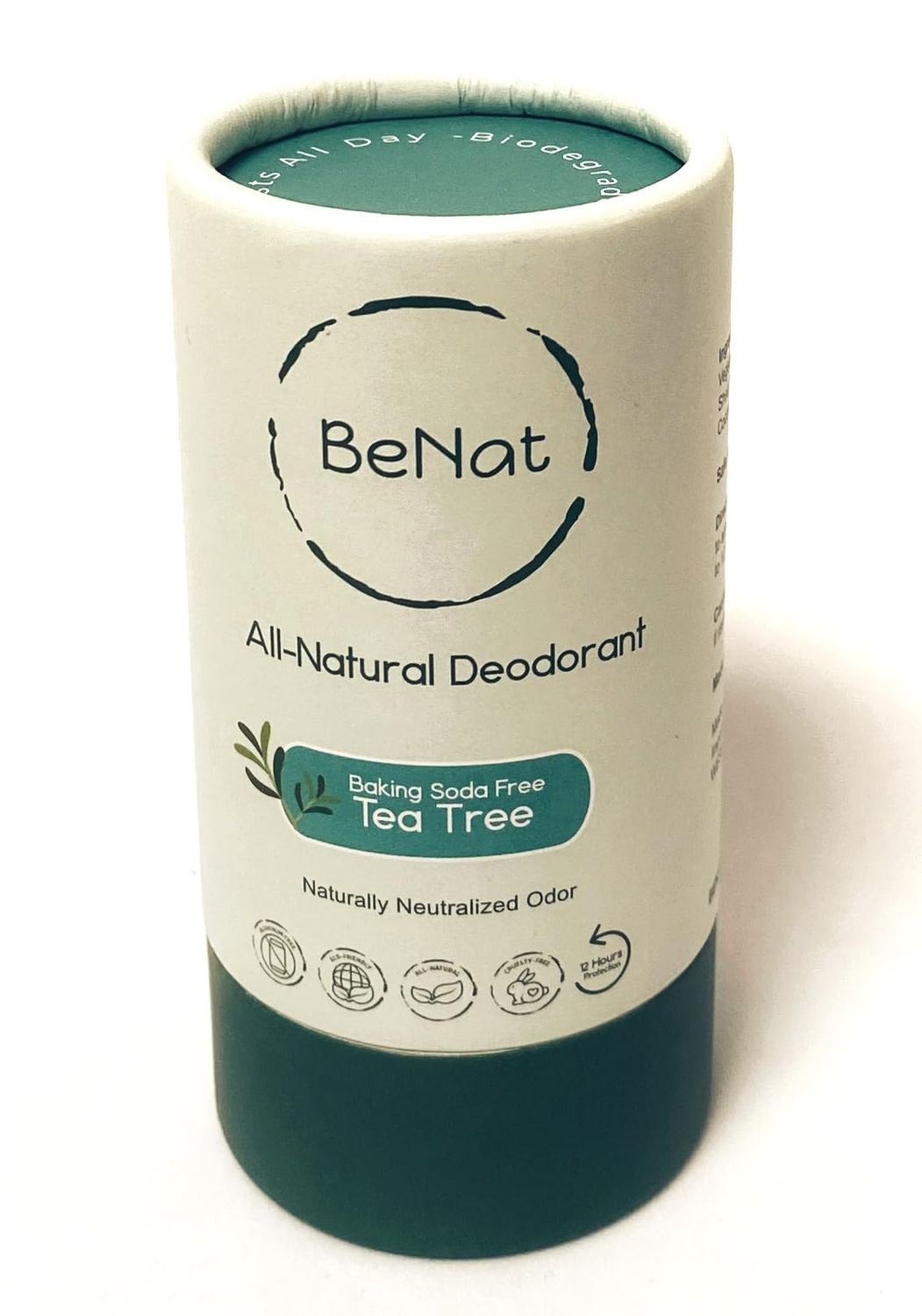 BeNat All Natural Deodorant For Women &amp; Men Baking Soda-Free Tea Tree Crystal Aluminum Free, Gluten Free &amp; Cruelty Free 24 Hour Long Lasting Protection Plastic-Free Eco-Friendly. 3 oz