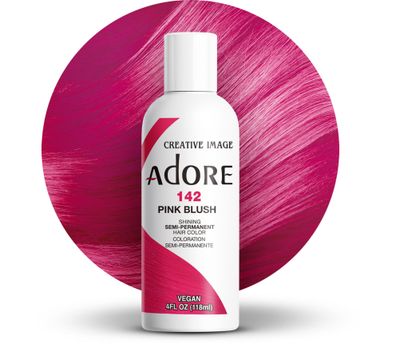 Adore Semi Permanent Hair Color - Vegan and Cruelty-Free Pink Hair Dye - 4 Fl Oz - 142 Pink Blush (Pack of 1)
