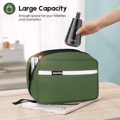 dopobo Travel Toiletry Bag for Women, Dopp Kit for Men, Waterproof Makeup Bag Shaving Bag with Hanging Hook, Portable Toiletry Organizer for Traveling and Camping (Army Green)