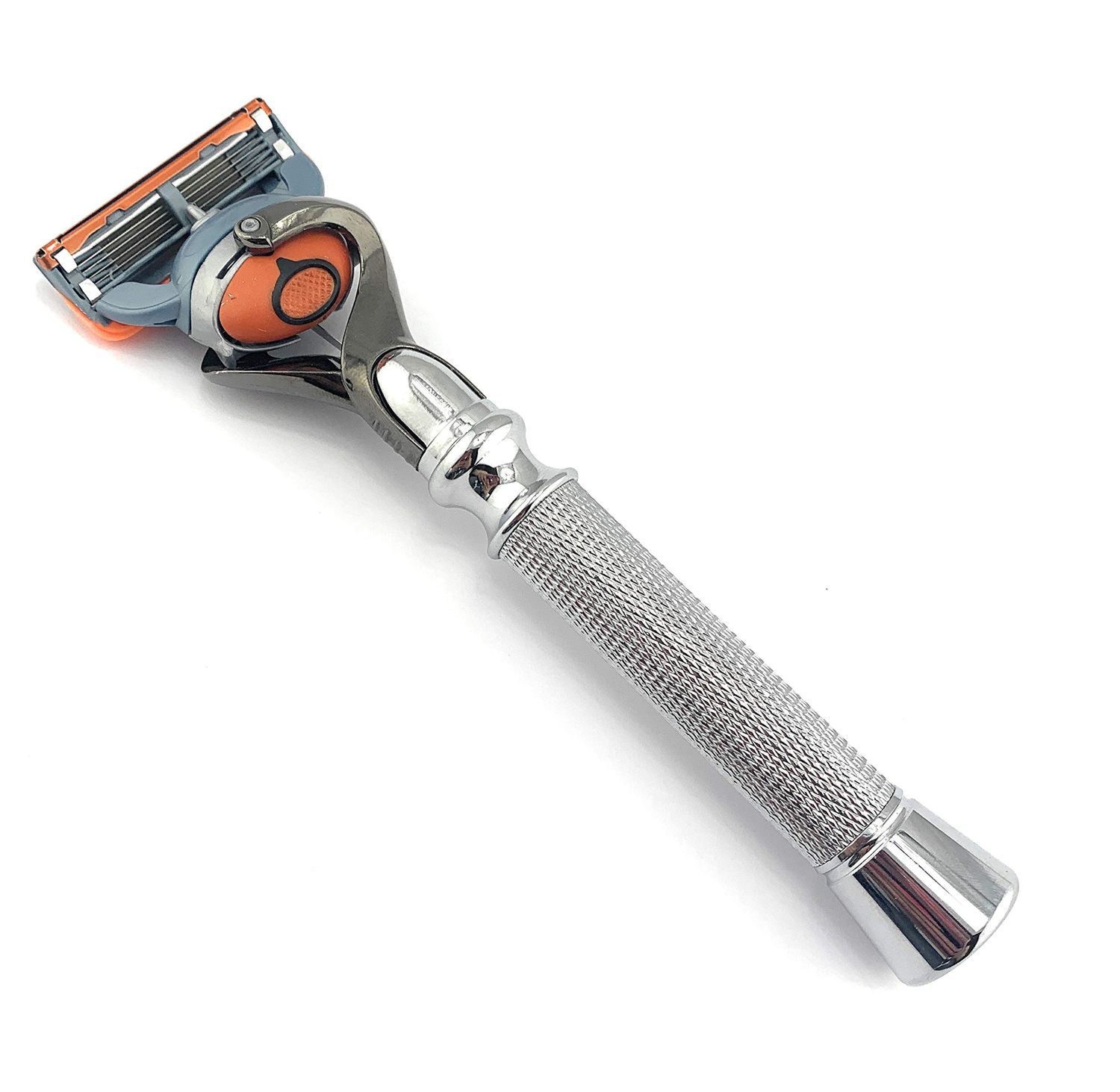 G.B.S Flex ball Handle Razor with Flex ball Pivot Ball technology All Chrome Diamond Knurled Pattern Long Handle Shaving Razor